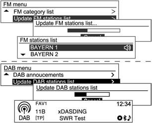 7-18 Infotainment System DAB menu DAB announcements (only for Type A) AM/FM or DAB (only for Type A) menu Update AM/FM or DAB stations list RDS (Radio Broadcast Data System) The Radio Data System