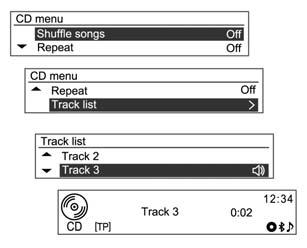 Using CD menu Changing the playback mode Turn the TUNE dial to select the Shuffle songs or Repeat playback functions, and then press the MENU button to turn the relevant functions On or