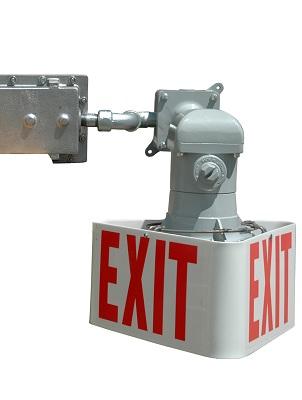 Made in the USA The EXP-EMG-EXT-12W-1LX Explosion Proof Emergency Exit Light with back up emergency battery from Larson Electronics is rated Class 1 Division 1 Class