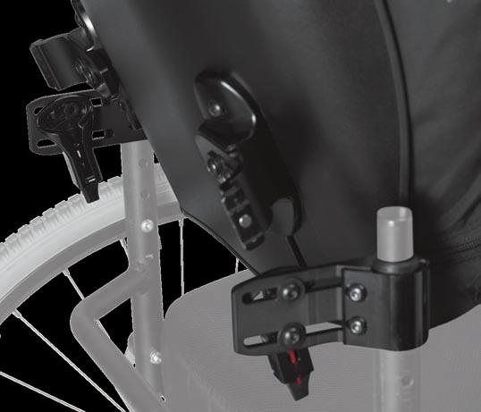 Simplicity The Icon Back System installs on a wheelchair quickly and easily. Only two parts need to be attached to the wheelchair all other hardware components are pre-installed.