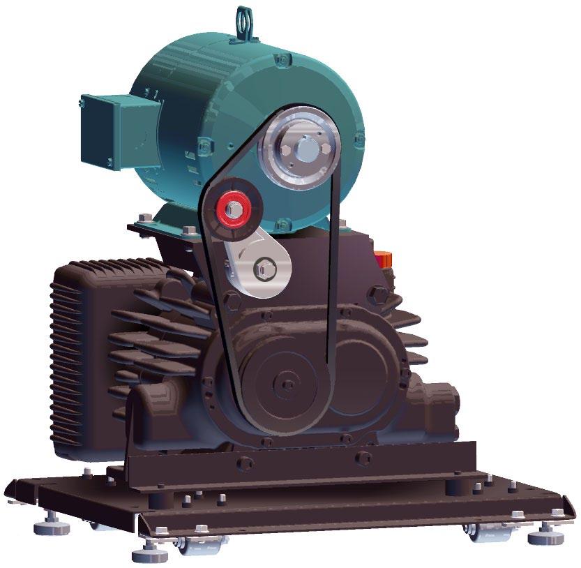Motor & Pump Location & Function The 3 HP, three phase, 230 volt, electric motor is located on an adjustable motor mount and is easily accessible.