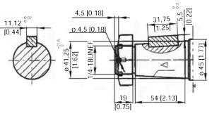 49) 1-1/4 18UNEF 1-3/4 Tapered Shaft Parallel Key.44x.44x1.25 Tightening torque: 500±10Nm 14 (6.55) M12 4 (0.
