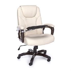 seat and back Padded arms Wood grain look on arms and base 27 steel 5-star base Available in Black or Cream 300 Lbs.