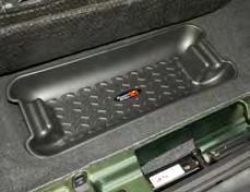Rear Storage Bin for 2007-10 Wrangler Protect your carpet from moisture, dirt, and grease with the exclusive Rugged Ridge storage bin for 07-10 Wrangler.