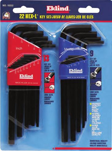 Eklind s superior quality provides maximum torque and prevents rounding out of the key or hex socket.