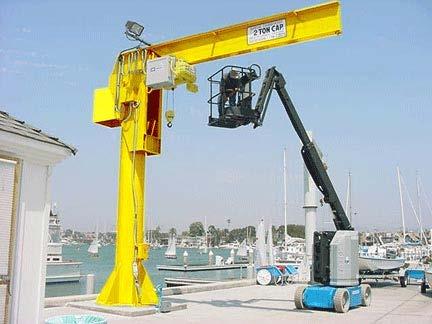 It is a traveling type and operates on a runway attached to the side wall or columns Jib cranes (a type of