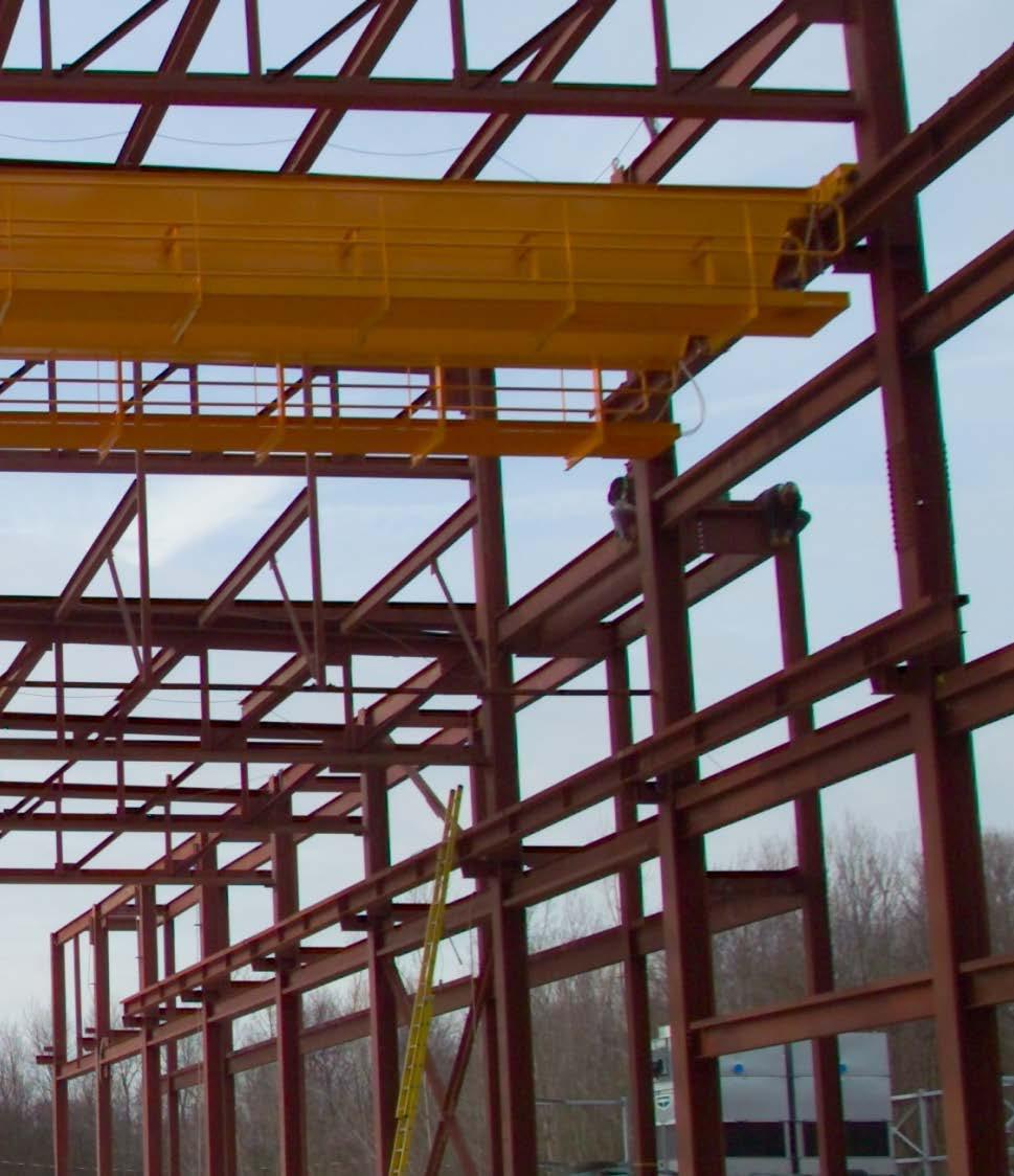 girders, brackets, and framework on which the crane travels