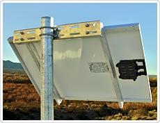 The following figures show various pole mounting configurations for the solar modules and how the module interconnect conduit assembly is installed in a 2-solar module mount
