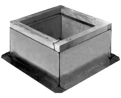 ACCESSORIES Curbs Treated Wood Nailer V Sq. F Sq. 1-1/2" Optional Damper Tray 9-1/2" Insulation Curb Construction Features Minimum 18 gauge galvanized steel (RCG) or.080 aluminum (RCA). 1-1/2, 3 lbs.