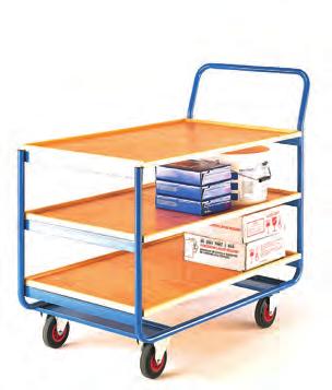 Cupboard supplied with 2 keys Fixed plywood shelves with 20mm up stand 150kg load capacity Type Height Width Length Shelves Each 3 VTT160 2 Tier trolley