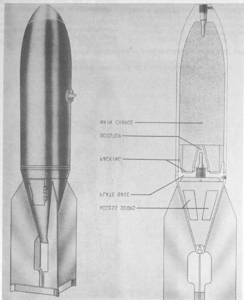 Type 99 #25 Model 1 Ordinary Bomb Overall: Gray Nose: Green tip Struts: Green Other: Thin red stripes on each side of the bomb, 90º from suspension