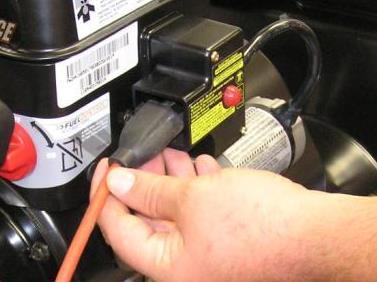 Starting Engine / Step F: (Electric Start) Use a 3-wire extension cord and plug cord into starter motor adaptor first.