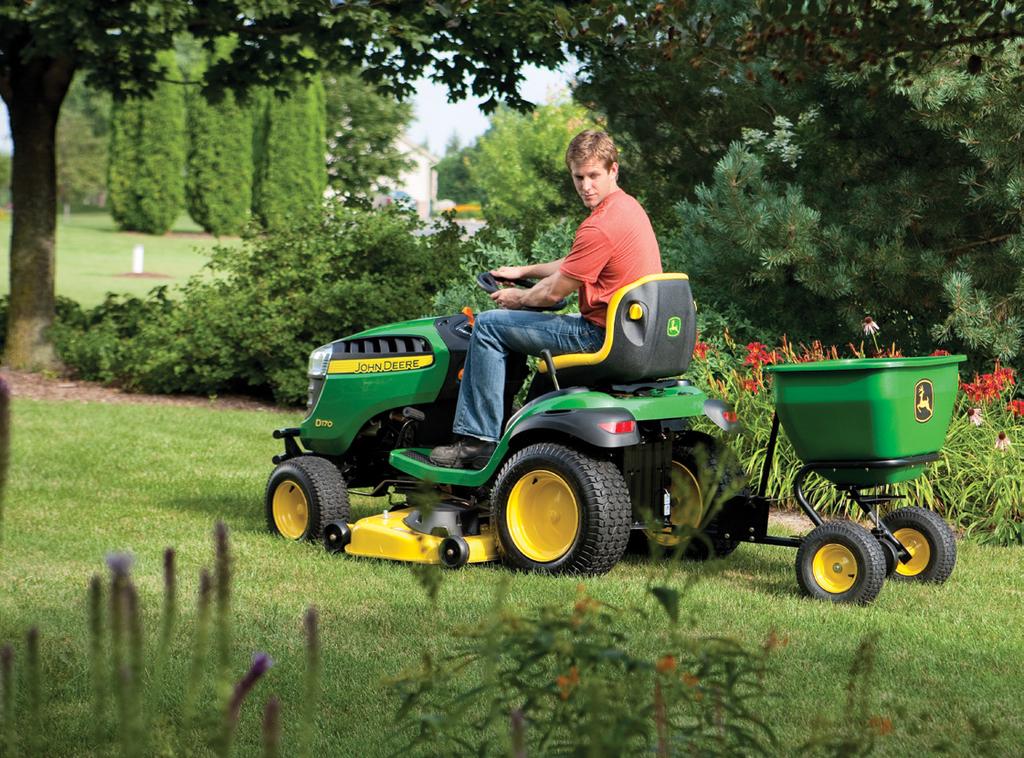 Tow-Behind Attachments Front Thatchers Spray, haul, thatch, aerate, etc. with your John Deere riding lawn equipment. 3 36- x 18-in. Lawn Roller Packs down new sod, seed, and mole ridges.