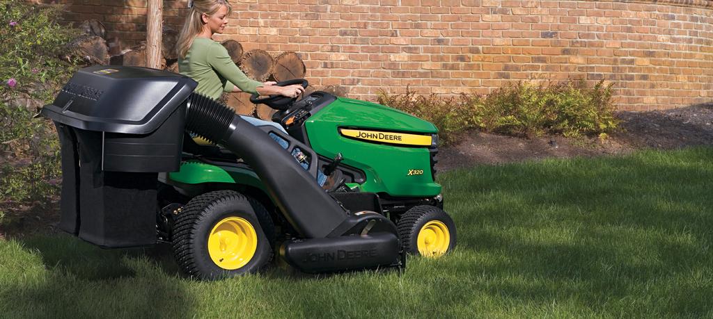 Select Series X300 Tractors Not only are these tractors maneuverability masters, they re also versatility pros. Whether you want to mulch or bag, we can make it happen for you.