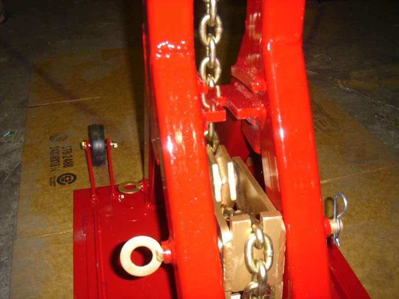 5-Ton - used for most sheet metal pulls (below) Chain runs vertical down around the wheel (part of triangle) and into
