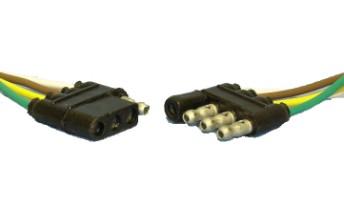 It also can be used with the standard flat four conductor trailer connector, Mated male and female ends on stock 16 gauge