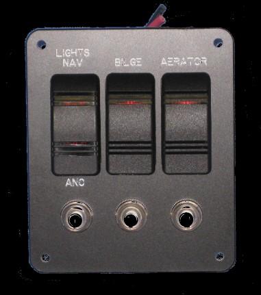 5300-01 Small 5301-01 Large FOUR SWITCH PANEL STANDARD Panel features lighted rocker switches and panel mount