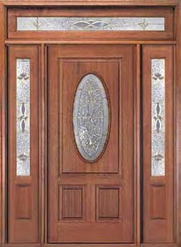 Mahogany Brass Caming Insulated Glass DW88 New Dimension Glass 12" or 14" x 80" sidelights (DW07S) 14"-high transom (DW07ST) DW12 New Dimension Glass 12" or 14" x 80" full-light sidelights (DW07S)