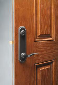 Three deadbolts secure the active door at the top, middle and bottom into the inactive panel.