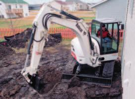 20 Swing range The right-hand corner of the excavator is designed so the machine can