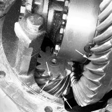 4 Drive Axles Drive Pinion Gear Figure 4.48 Lubricant was installed that didn t meet Meritor s specifications. As a result, metal-to-metal contact of the ring and pinion gear occurred.