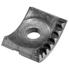 Abrasive particles from spinout have caused one pinion washer to become very thin. The lubricant is contaminated with metal or other abrasive particles.
