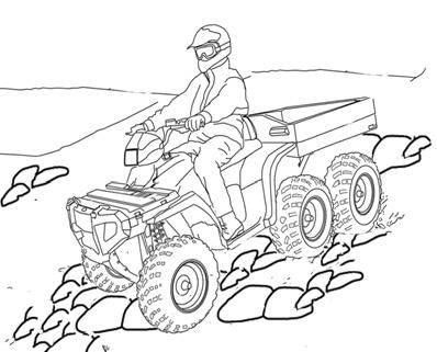 SAFETY Operating on Slippery Terrain Failure to use extra caution when operating on excessively rough, slippery or loose terrain could cause loss of traction, loss of control, accident or overturn.