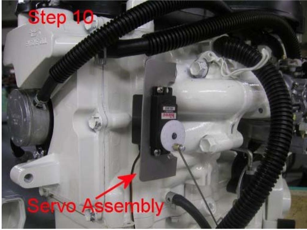 10. Mount the servo as shown by