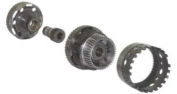 The dual planetary gear set, also known as the Ravigneaux planetary gear set, consists of: an internal gear a planetary carrier two sun wheels with different diameters and short and long planetary