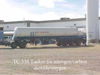 Additional features on these tanks may include off tank shutdown systems in the event of a failure during loading or offloading. TC 338 cryogenic gas insulated highway tanks.