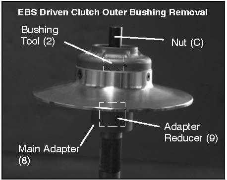 Clutch Bushing Removal 1. Install main puller adapter (Item 8) onto puller. 2. Install adapter reducer (Item 9). Clutch Bushing Installation 1. Install puller adapter (Item 10) onto puller. 2. Install adapter (Item 9) onto puller.