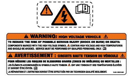 HIGH-VOLTAGE WARNING DECALS On Hybrid and Energi vehicles,