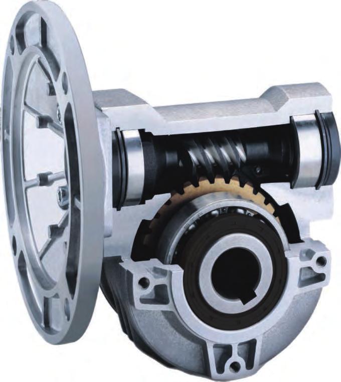 Worm gearboxes A modular and compact product 1 Single-piece aluminum alloy housing Is vacuum impregnated (MIL-ST 276) for protection and sealing.