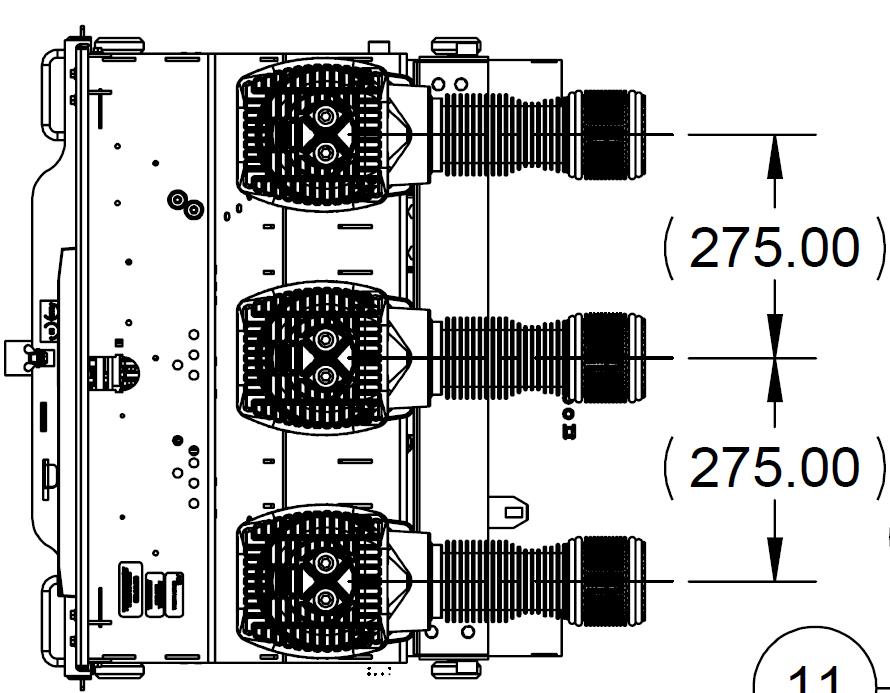 APPENDICES APPENDIX B BASIC BREAKER DIMENSIONS AND WEIGHTS All ADVAC breakers of this style have the same basic dimensions (i.e. pole spacing, mounting locations) regardless of pole configuration.
