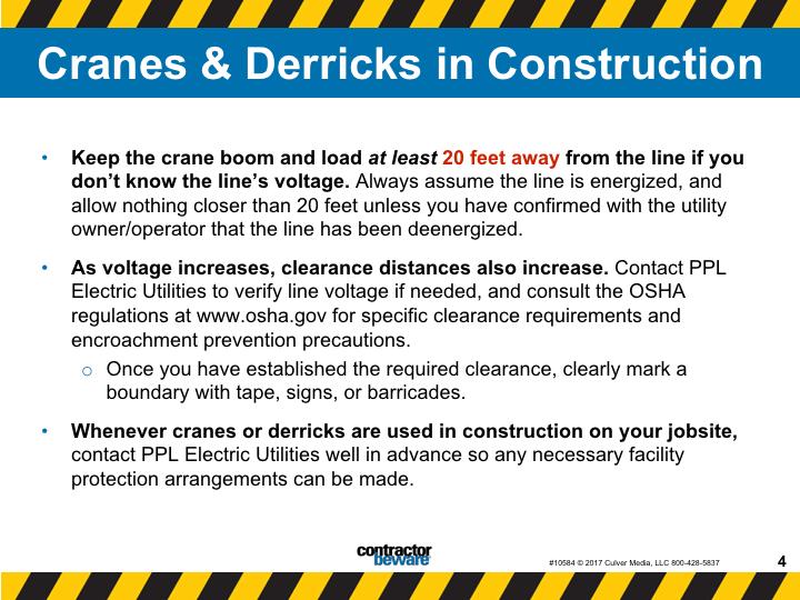 Cranes and derricks used in construction require different safety precautions than other equipment, due to an OSHA rule effective November 2010.