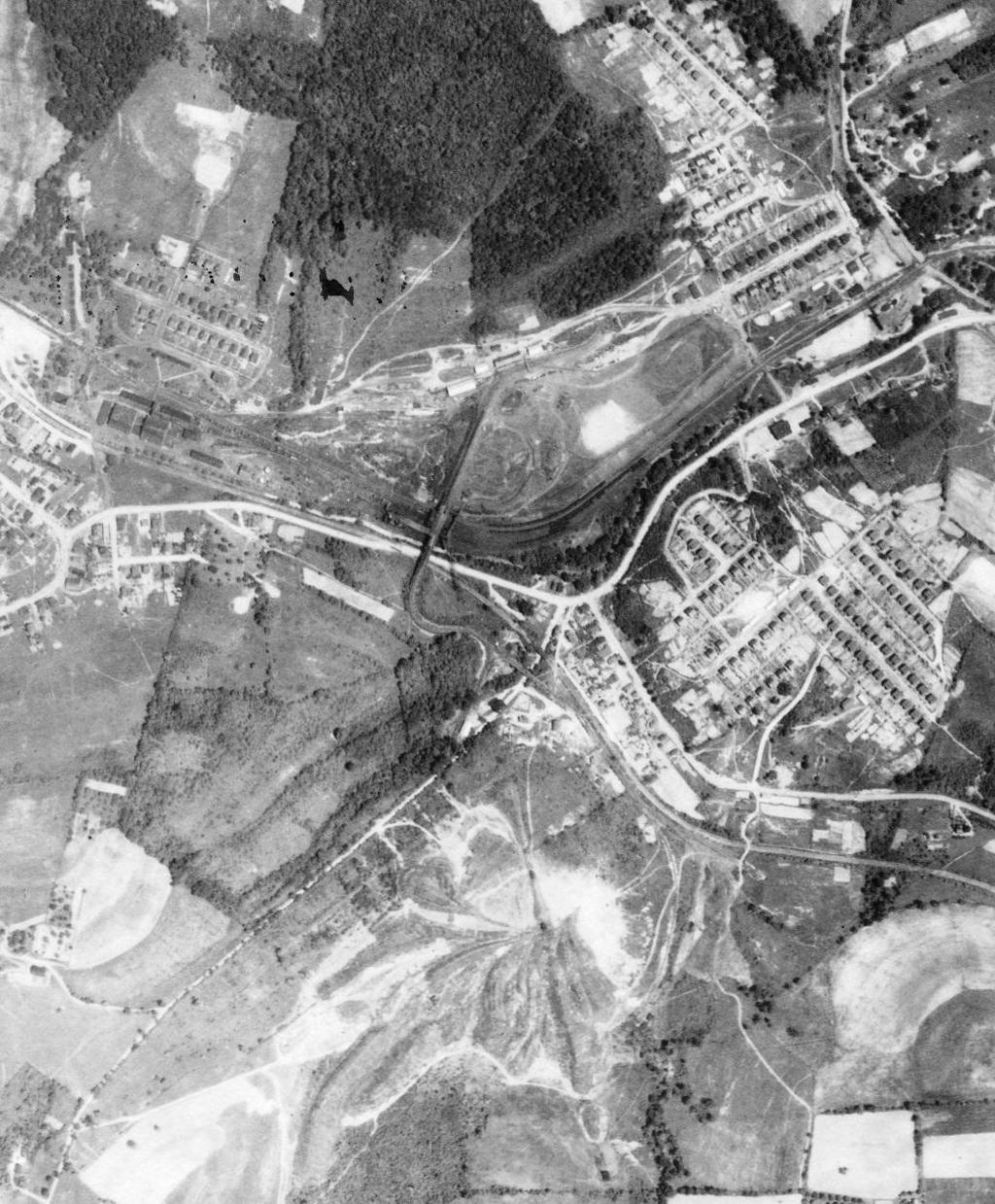 This 1938 aerial photo shows the tipple and mine tracks for No.