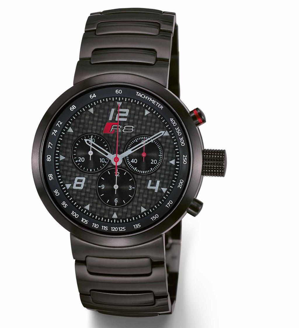 The Authentic Audi R8 Chronograph watch Our most advanced watch, inspired by our most advanced car: the Audi R8.