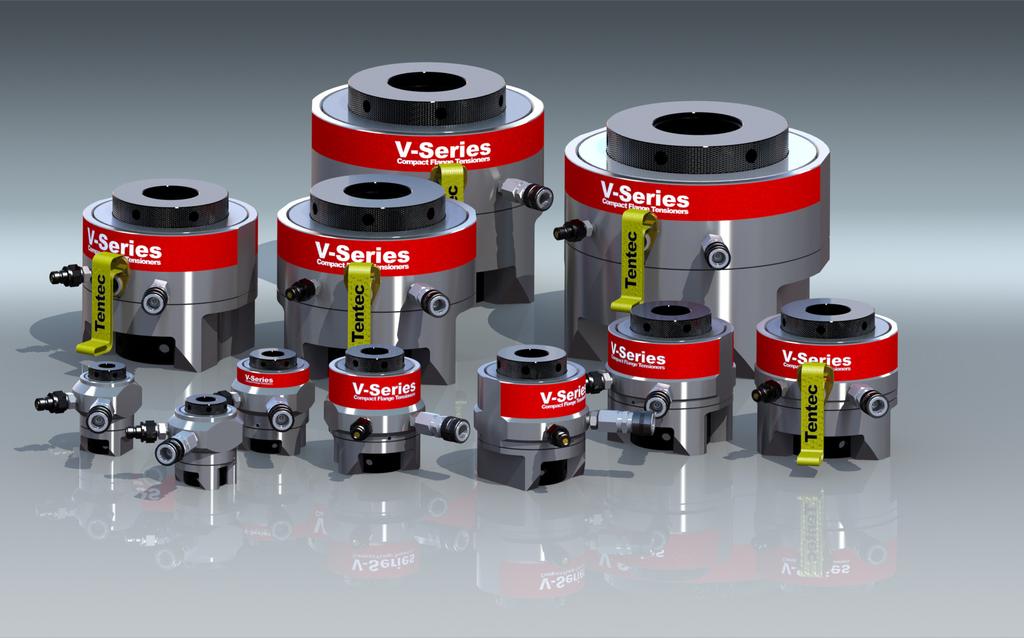 TENTEC V-SERIES COMPACT FLANGE BOLT TENSIONER The V-Series compact flange bolt tensioners are a purpose designed range of tools designed specifically for use on SPO Compact flanges.