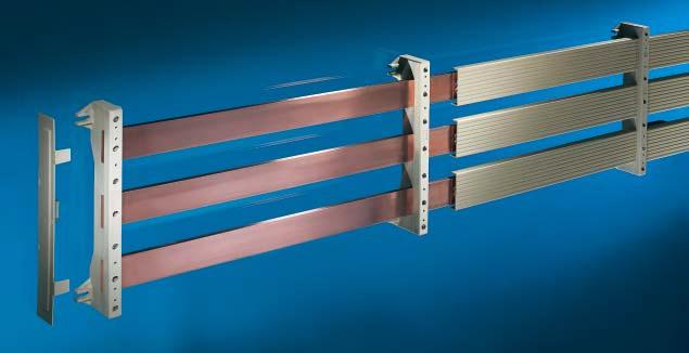 Busbar systems up to 1250 A 3 2 1 1 Busbar support up to 1250 A, 3-pole 100 mm bar centre distance. Rated current up to 1250 A, rated operating voltage up to 1000 V AC, 50/60 Hz to VDE 0660. Max.