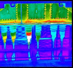 Fig. 6 is a thermogram of an overheated bushing cap (center, left) with a maximum measured temperature exceeding 65 C. *> C Kingston Unit 3 0.0 30.1 >65.0 12.0 - *<-12.5 C Figure 6.