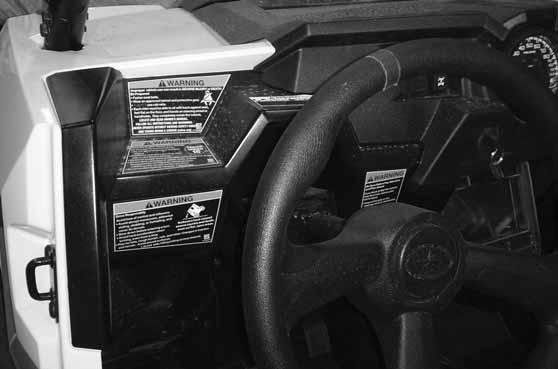 SAFETY Safety Labels and Locations Warning labels have been placed on the vehicle for your protection. Read and follow the instructions of the labels on the vehicle carefully.