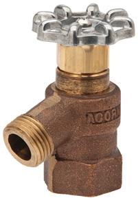 Hose valves are recommended for installation in interior and exterior locations not subject to freezing. The valves have a rough, brass finish body.