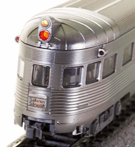 Kato provides interiors for both coach cars and the observation car in its Silver Streak Zephyr set.