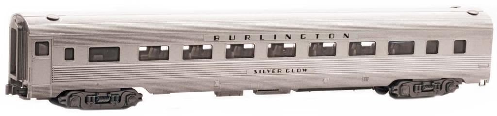 The multi-tasking Observation Silver Spirit provides both lounge and dining services to riders aboard our N-scale CB&Q Silver