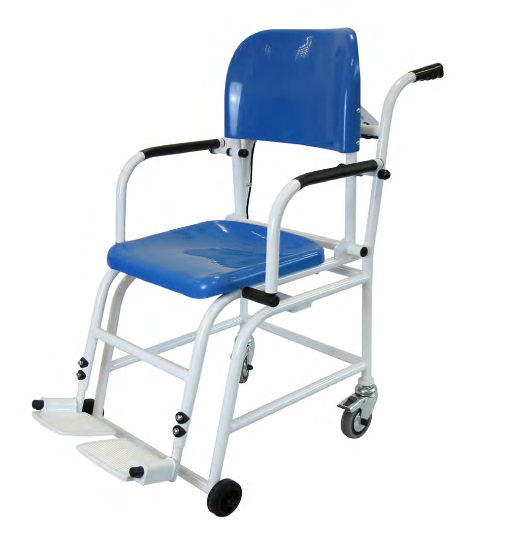 Lightweight and easy to move Four wheels, two with brakes Hinged armrests for easier