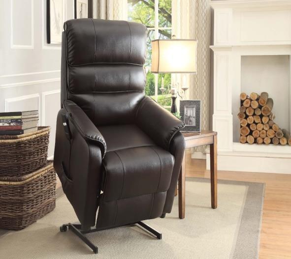 The dark brown bonded leather is highlighted by transitional styling, making this not only a functional choice but one that is compatible with numerous home decors.
