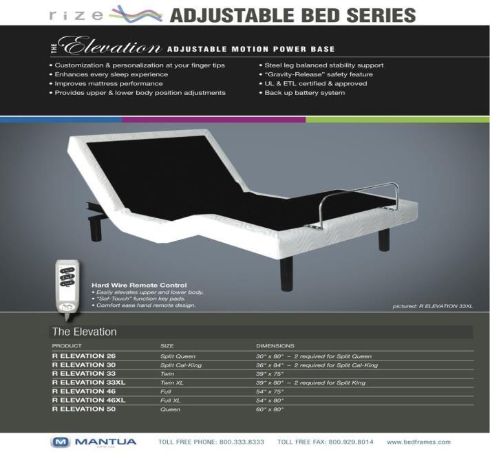 Special Rize Elevation Adjustable Bed The Elevation adjustable bed base by Rize is a superbly designed bed.