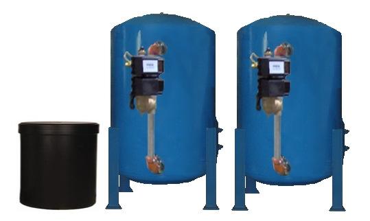 Side Mount Fleck (3 ) High Flow Steel Softeners VIP-IIE Control - 54 & 60 Spray Lined Duplex Alternating or Parallel Alternating or parallel operation. No hard water bypass during regeneration.