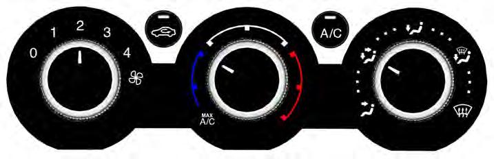 Climate Control MANUAL CLIMATE CONTROL A B C D E E141421 A B C D E Fan speed control: Adjust the volume of air circulated in the vehicle.