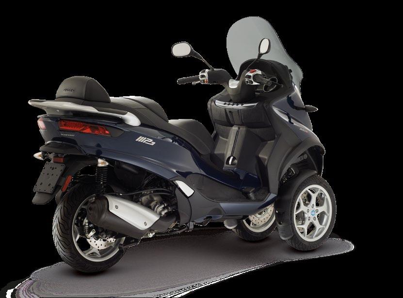 Further stability is provided by the innovative ASR Piaggio electronics system, which controls rear wheel slippage even on slippery